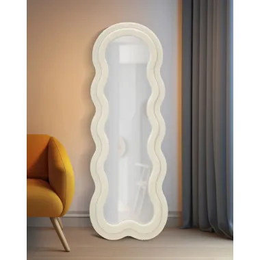 LUSTRO ZAWIESZANE TEDDY KREMOWE 60X4X160 cm (WYMIAR LUSTRA 39X137 cm)